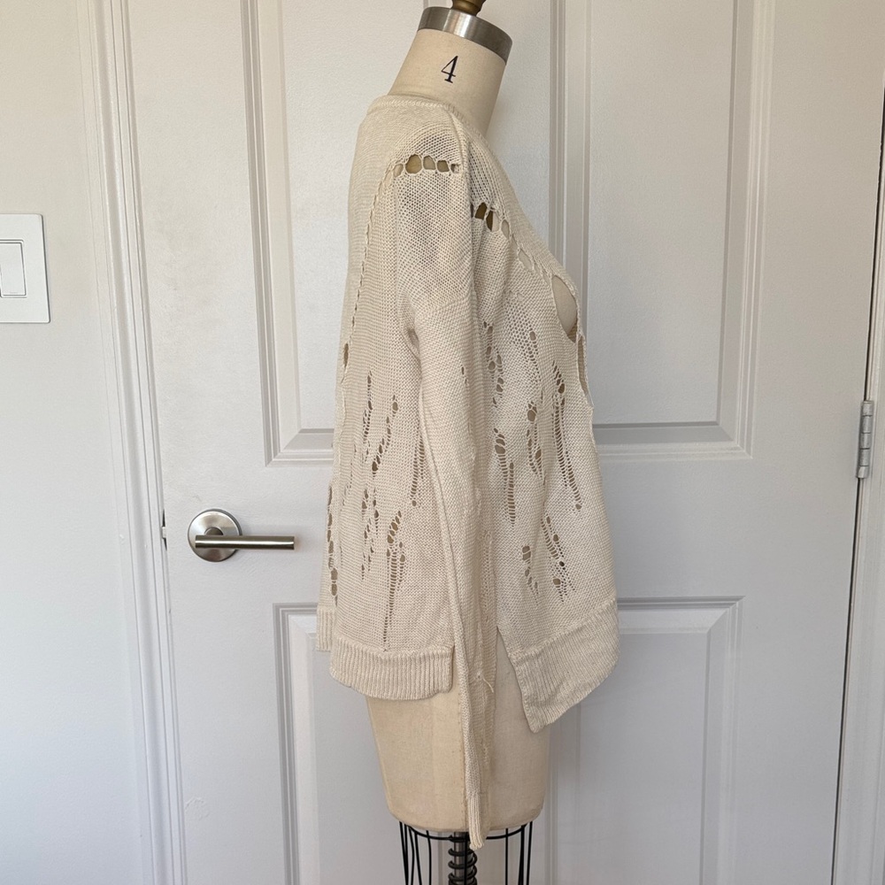 Helmut Lang Cream Sweater with Pointelle Holes - Picture 4 of 14